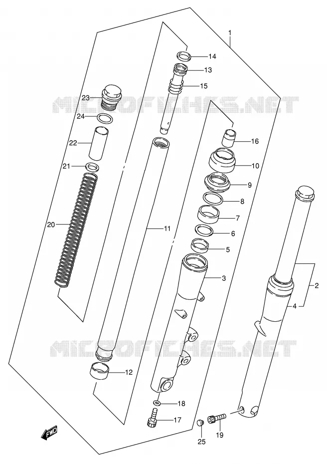 FRONT FORK (MODEL K1/K2/K3/K4) Suzuki MOTO 800 INTRUDER 2002  VS800GLK2(E3/E28)
