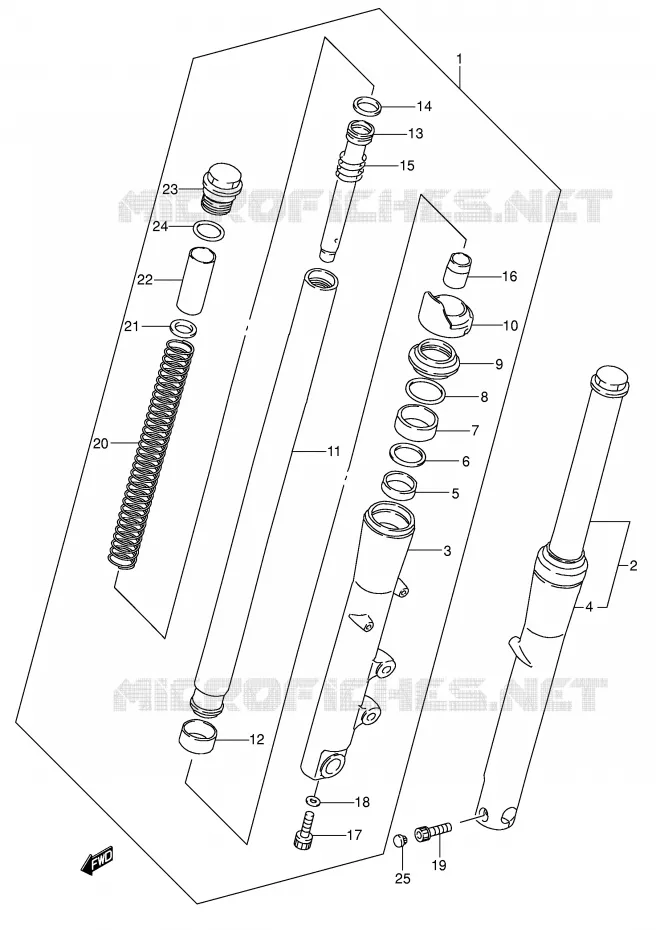 FRONT FORK (MODEL K5) Suzuki MOTO 800 INTRUDER 2002  VS800GLK2(E3/E28)