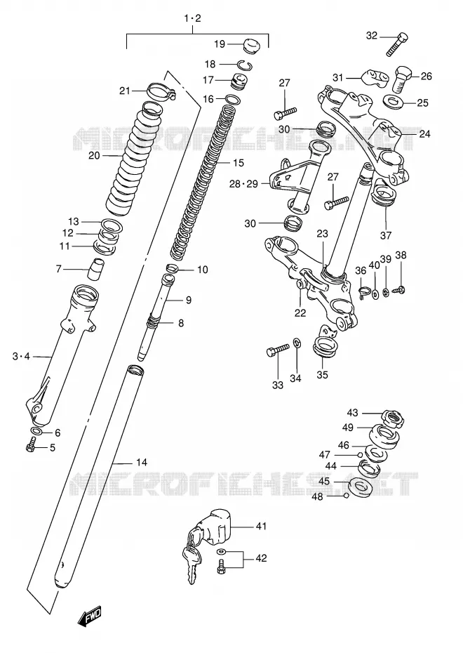 FRONT FORK (MODEL R P31) Suzuki MOTO 125 TS-ER 1994  TS125ERCR(E1)