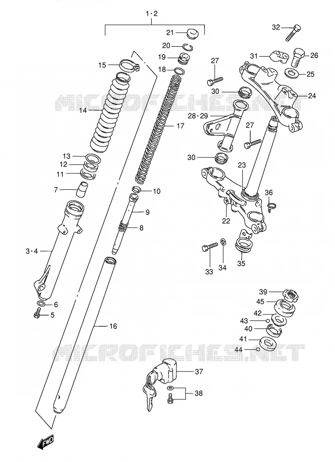 FRONT FORK (MODEL R P9) Suzuki MOTO 125 TS-ER 1992  TS125ERCN(E1)