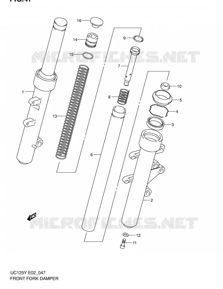 FRONT FORK Suzuki SCOOTER 125 EPICURO 2000  UC125UY(E2)