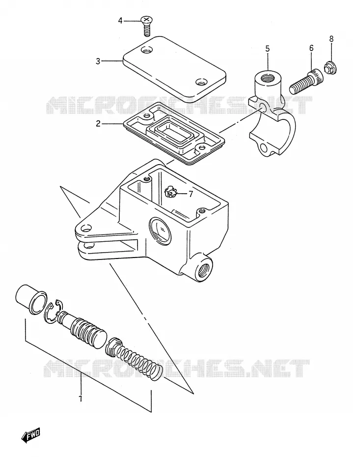 FRONT MASTER CYLINDER (MODEL L/M/N/P/R/S) Suzuki MOTO 1400 INTRUDER 1987  VS1400GLFH(E28)