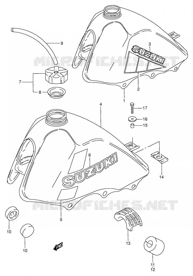 FUEL TANK (MODEL D/E) Suzuki MOTO 50 TS-W 1993  TS50WP(E6)