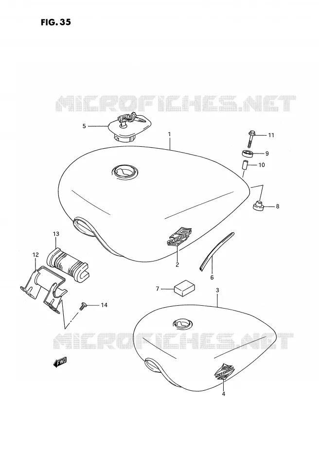 FUEL TANK (MODEL H/J) Suzuki MOTO 1400 INTRUDER 1994  VS1400GLPR(E2)