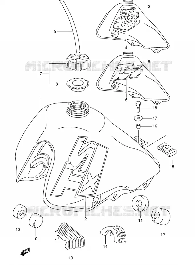 FUEL TANK (MODEL J/M/R) Suzuki MOTO 50 TS-X 1987  TS50XKH(E1)
