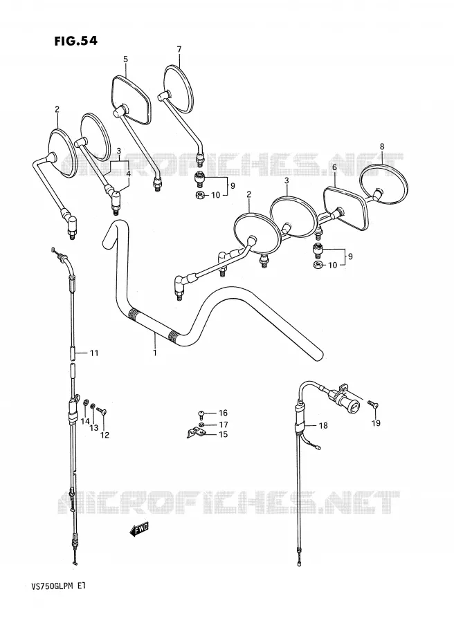 HANDLEBAR - CABLES Suzuki MOTO 750 INTRUDER 1987  VS750GLPH(E1)