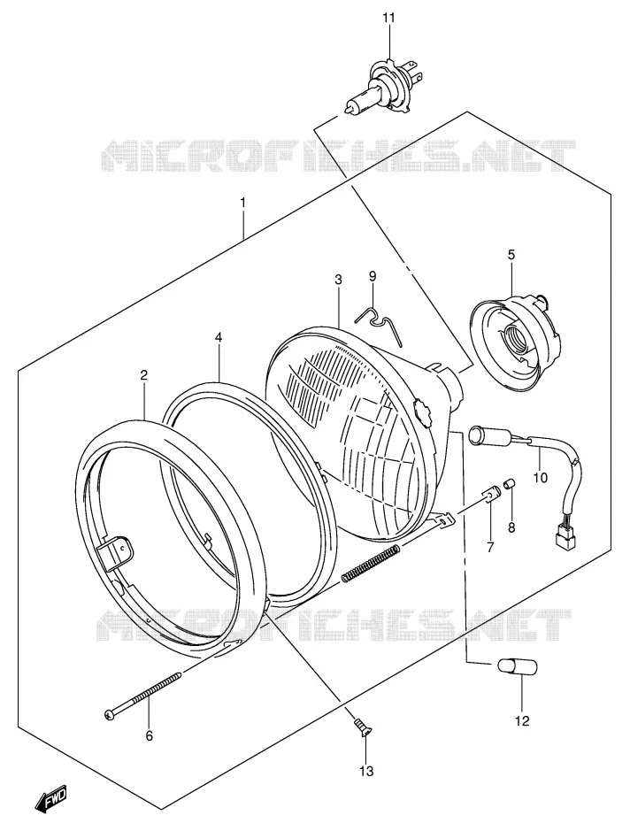 HEADLIGHT (MODEL K1/K2/K3/K4 E2,E19) Suzuki MOTO 800 VOLUSIA 2003  VL800K3(E2)