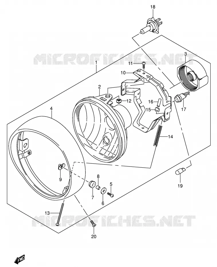 HEADLIGHT (MODEL K5 E2,E19) Suzuki MOTO 800 VOLUSIA 2002  VL800K2(E2)