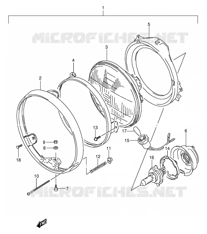 HEADLIGHT (MODEL L/M/N E1,E2) Suzuki MOTO 800 VX 1990  VX800L(E4)