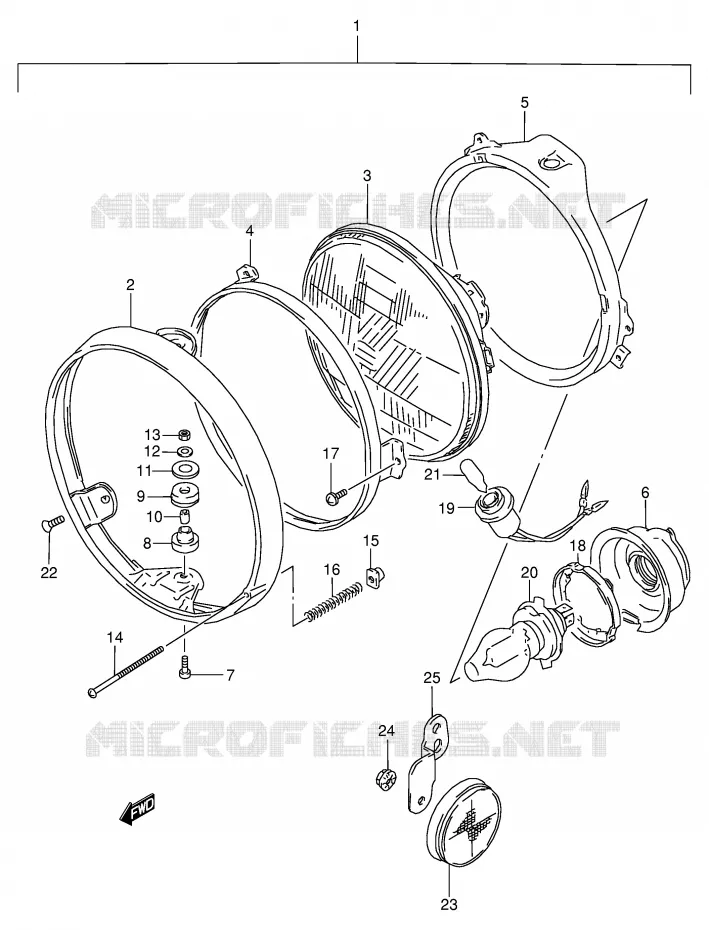 HEADLIGHT (MODEL L/M/N EXCEPT E1,E2) Suzuki MOTO 800 VX 1993  VX800P(E4)