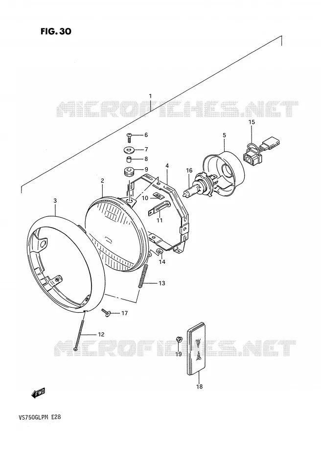 HEADLIGHT Suzuki MOTO 750 INTRUDER 1987  VS750GLPH(E28)