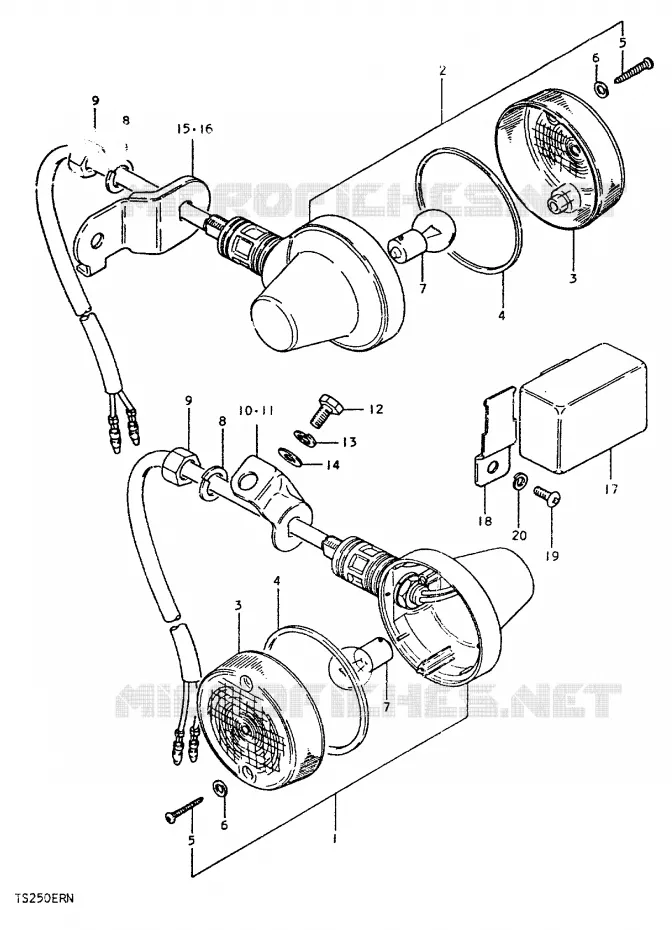 INDICATORS (E4, E21) Suzuki MOTO 250 TS-ER 1992  TS250ERN