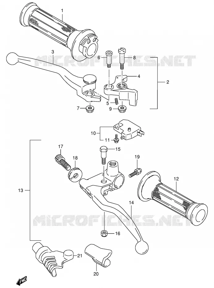 LEVERS - HANDGRIPS Suzuki MOTO 800 VX 1993  VX800P(E4)