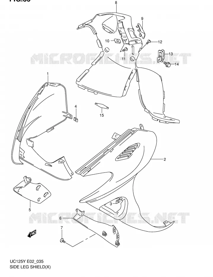 LOWER FAIRING (MODEL X) Suzuki SCOOTER 125 EPICURO 2000  UC125Y(E2)