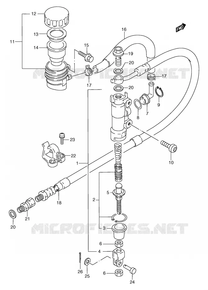 REAR BRAKE MASTER CYLINDER (MODEL K) Suzuki MOTO 125 TS-R 1989  TS125RK(E2)