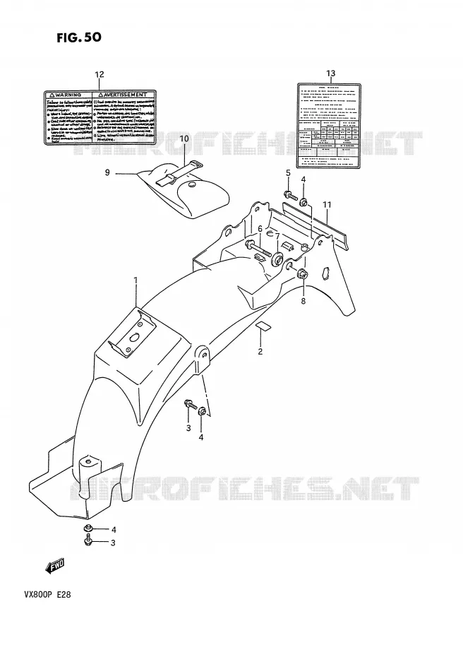 REAR FENDER - LABEL Suzuki MOTO 800 VX 1993  VX800P(E28)