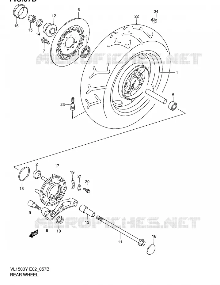 REAR WHEEL (MODEL K2/K3/K4) Suzuki MOTO 1500 INTRUDER 2004  VL1500K4(E2)