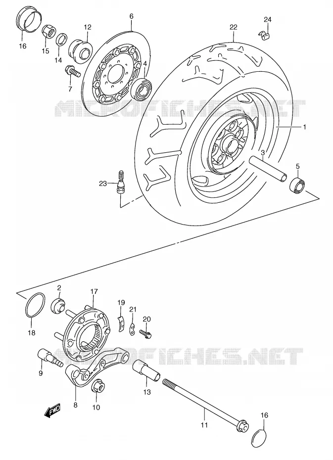 REAR WHEEL (MODEL Y/K1) Suzuki MOTO 1500 INTRUDER 2002  VL1500K2(E2)