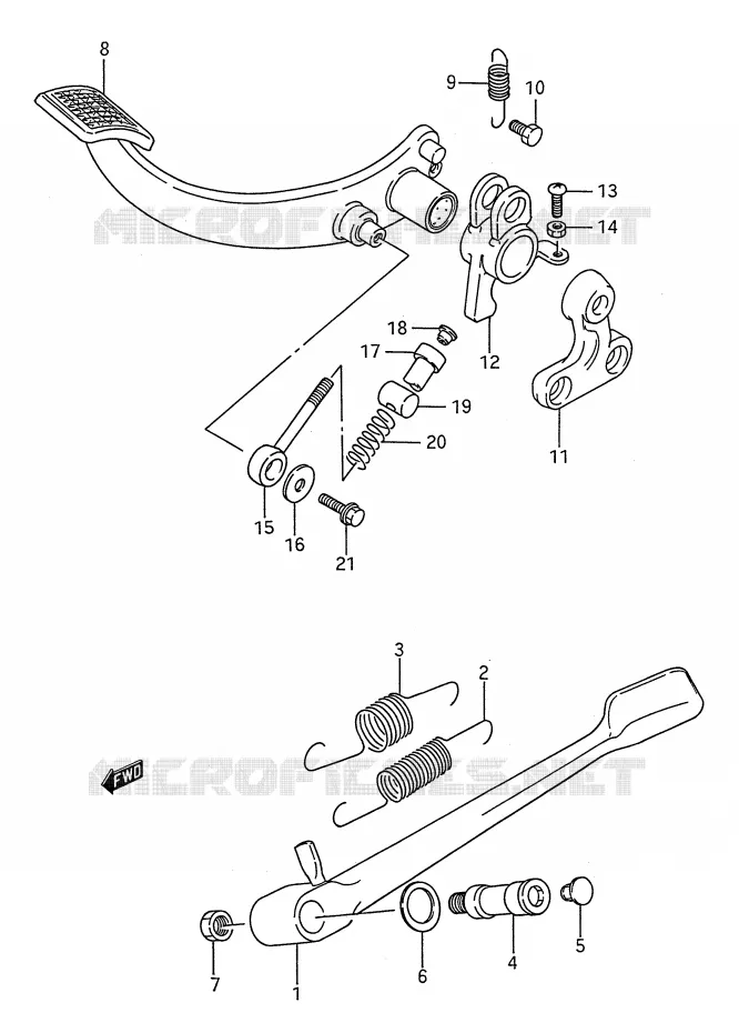 SIDE STAND - REAR BRAKE PEDAL Suzuki MOTO 1400 INTRUDER 1990  VS1400GLPL(E28)