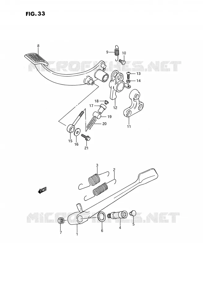 SIDE STAND - REAR BRAKE PEDAL Suzuki MOTO 1400 INTRUDER 1991  VS1400GLFM(E2)