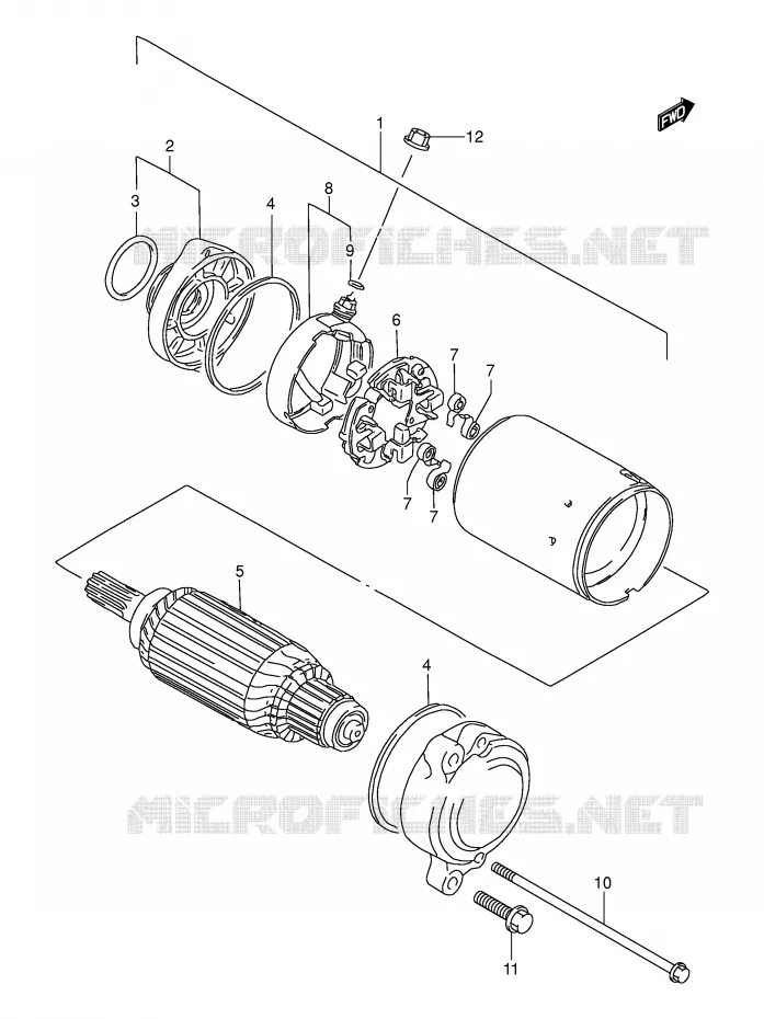 STARTER MOTOR (MODEL W/X/Y/K1/K2) Suzuki MOTO 1500 INTRUDER 2001  VL1500K1(E2)