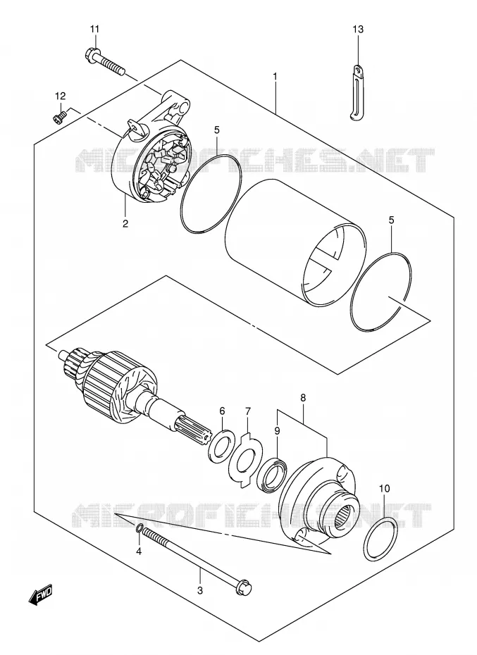 STARTER MOTOR Suzuki MOTO 250 INTRUDER 2006  VL250K6(E19)
