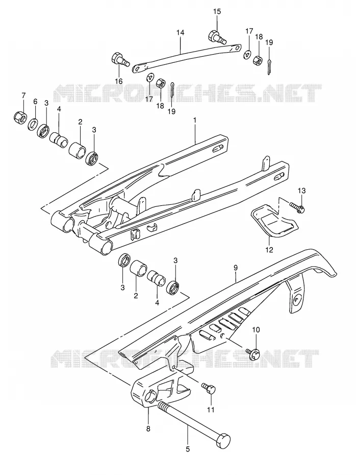 SWINGARM (MODEL M E17) Suzuki MOTO 50 TS-X 1994  TS50XKR(E1)