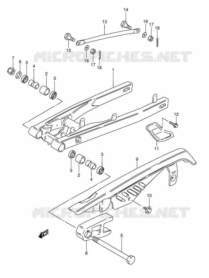 SWINGARM (MODEL M/R E16,MODEL R E15) Suzuki MOTO 50 TS-X 1991  TS50XKM(E1)