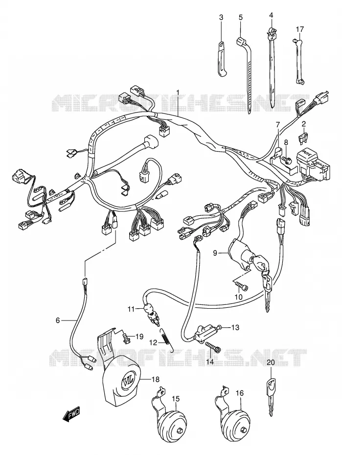 WIRING HARNESS (MODEL W/X) Suzuki MOTO 1500 INTRUDER 2004  VL1500K4(E2)