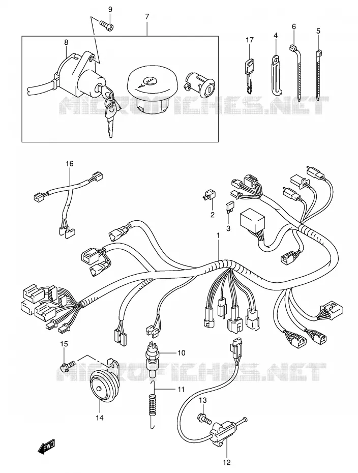 WIRING HARNESS (MODEL Y/K1/K2) Suzuki MOTO 250 INTRUDER 2004  VL250K4(E2)