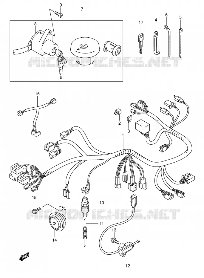 WIRING HARNESS Suzuki MOTO 250 INTRUDER 2007  VL250K7(E19)