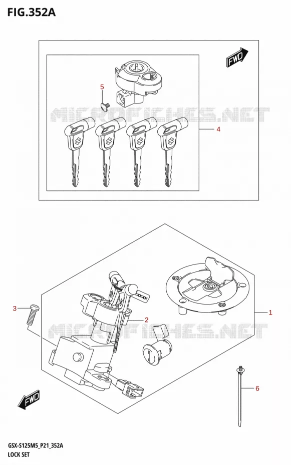LOCK SET Suzuki MOTO 125 GSX-S 2025  GSX-S125RL / GSX-S125RLX M5 (P21)