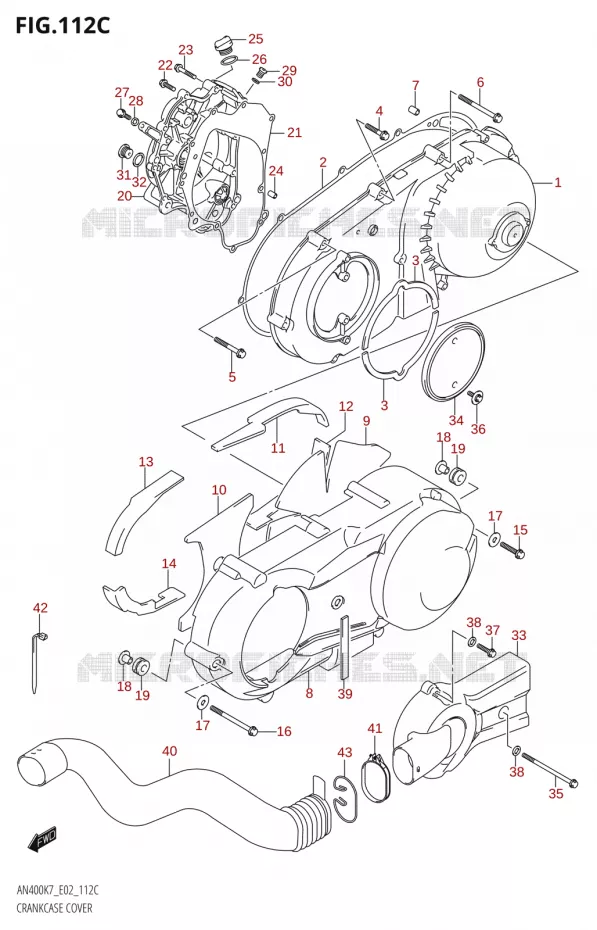 CRANKCASE COVER (L0) Suzuki SCOOTER 400 BURGMAN 2007  AN400K7(E2)