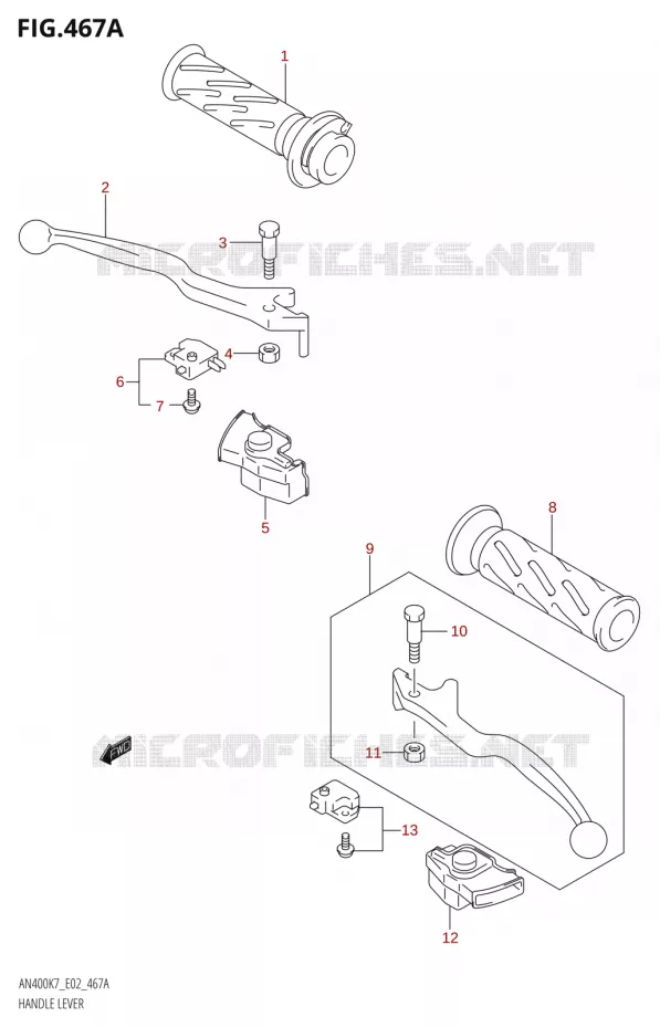 LEVERS - HANDGRIPS Suzuki SCOOTER 400 BURGMAN 2007  AN400K7(E2)