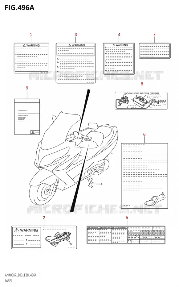LABEL Suzuki SCOOTER 400 BURGMAN 2007  AN400 K7 (E03,E28,E33)
