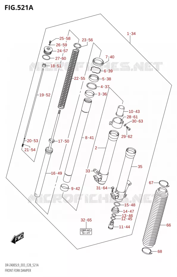FRONT FORK Suzuki MOTO 400 DR-Z 2019  DR-Z400S L9 (E28)