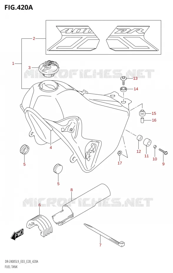 FUEL TANK (DR-Z400S:L9:E03) Suzuki MOTO 400 DR-Z 2019  DR-Z400S L9 (E28)