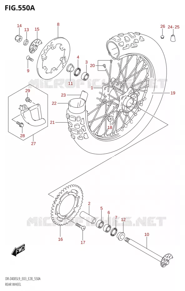 REAR WHEEL Suzuki MOTO 400 DR-Z 2019  DR-Z400S L9 (E28)