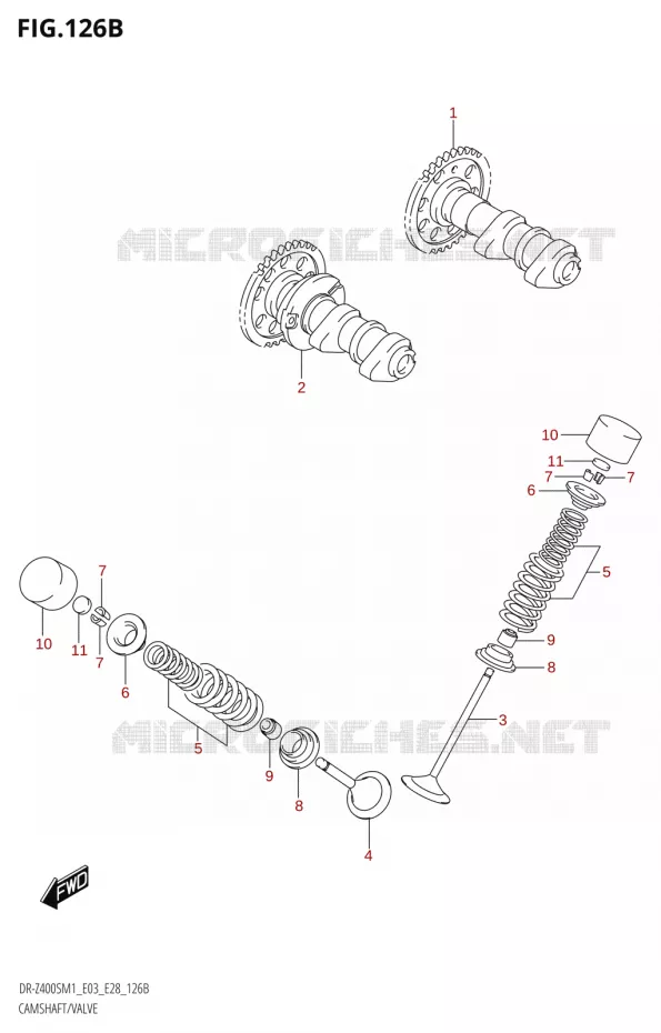 CAMSHAFT - VALVES Suzuki MOTO 400 DR-Z 2021  DR-Z400S 2021 M1 (E28)