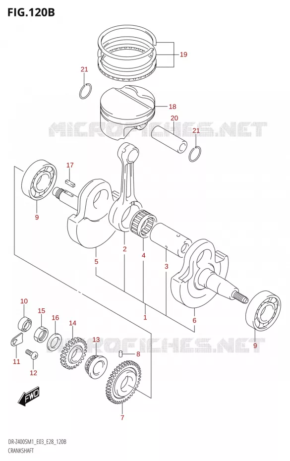 CRANKSHAFT Suzuki MOTO 400 DR-Z 2021  DR-Z400S 2021 M1 (E28)