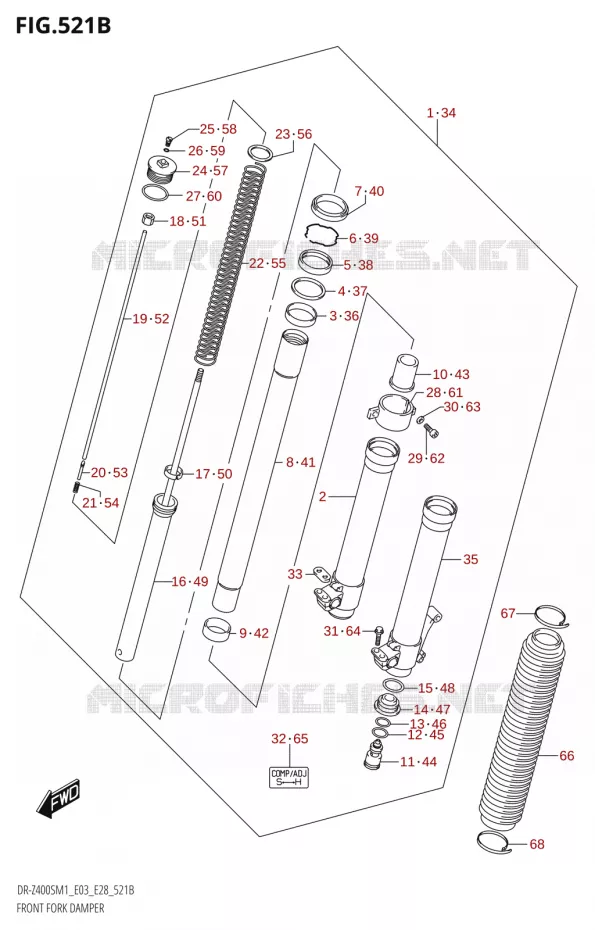 FRONT FORK (DR-Z400S) Suzuki MOTO 400 DR-Z 2021  DR-Z400S 2021 M1 (E28)