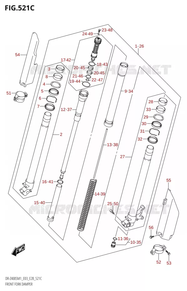 FRONT FORK (DR-Z400SM) Suzuki MOTO 400 DR-Z 2021  DR-Z400S 2021 M1 (E28)