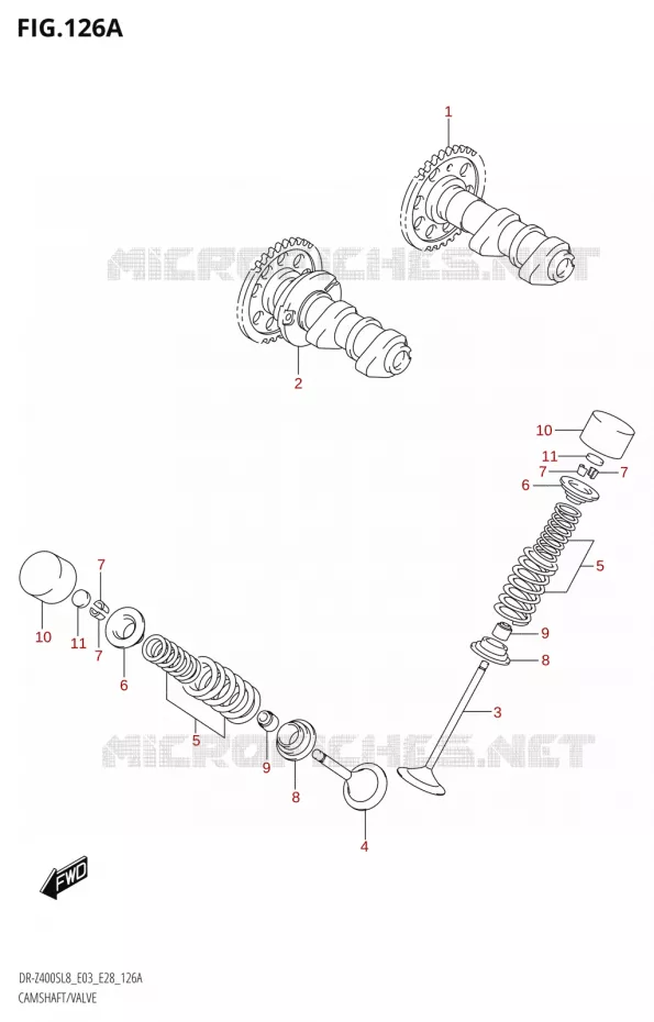 CAMSHAFT - VALVES Suzuki MOTO 400 DR-Z 2018  DR-Z400S 2018 L8 (E28)