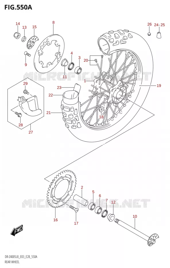 REAR WHEEL Suzuki MOTO 400 DR-Z 2018  DR-Z400S 2018 L8 (E28)