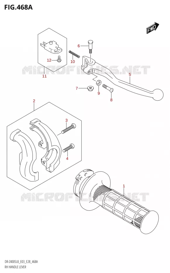RIGHT LEVER - THROTTLE GRIP Suzuki MOTO 400 DR-Z 2018  DR-Z400S 2018 L8 (E28)