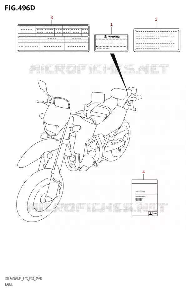 LABEL (DR-Z400SM:M3:E03) Suzuki MOTO 400 DR-Z 2023  DR-Z400SM3 E28 2023 M3