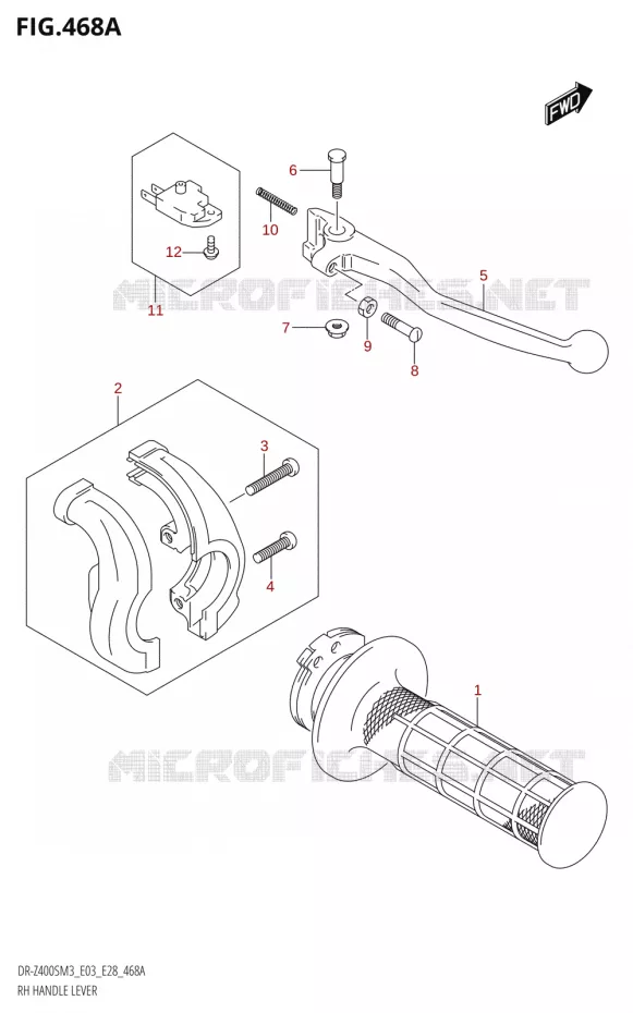 RIGHT LEVER - THROTTLE GRIP Suzuki MOTO 400 DR-Z 2023  DR-Z400SM3 E28 2023 M3