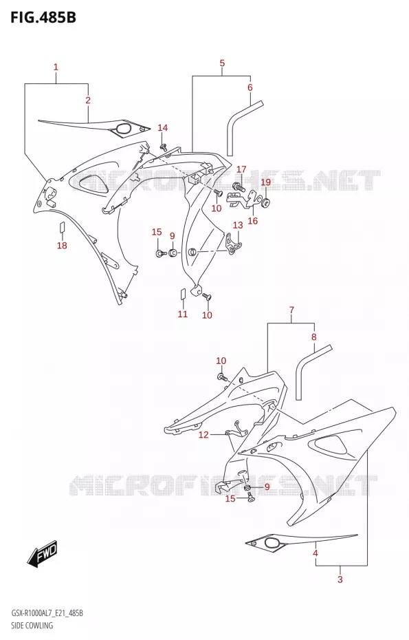 SIDE FAIRING Suzuki MOTO 1000 GSX-R 2017  GSX-R1000AL7 E21