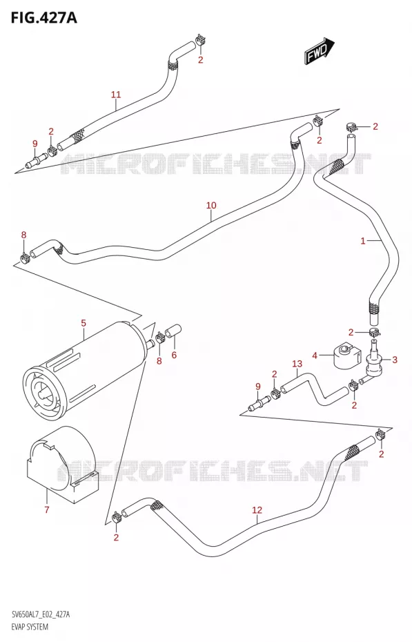 FUEL EVAP SYSTEM Suzuki MOTO 650 SV 2017  SV650A L7 (E19)
