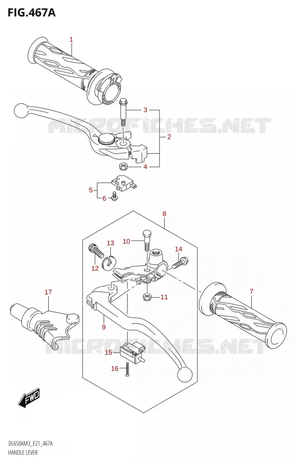 LEVERS - HANDGRIPS (DL650A:M3:E21) Suzuki MOTO 650 V-STROM 2023  DL650AM3